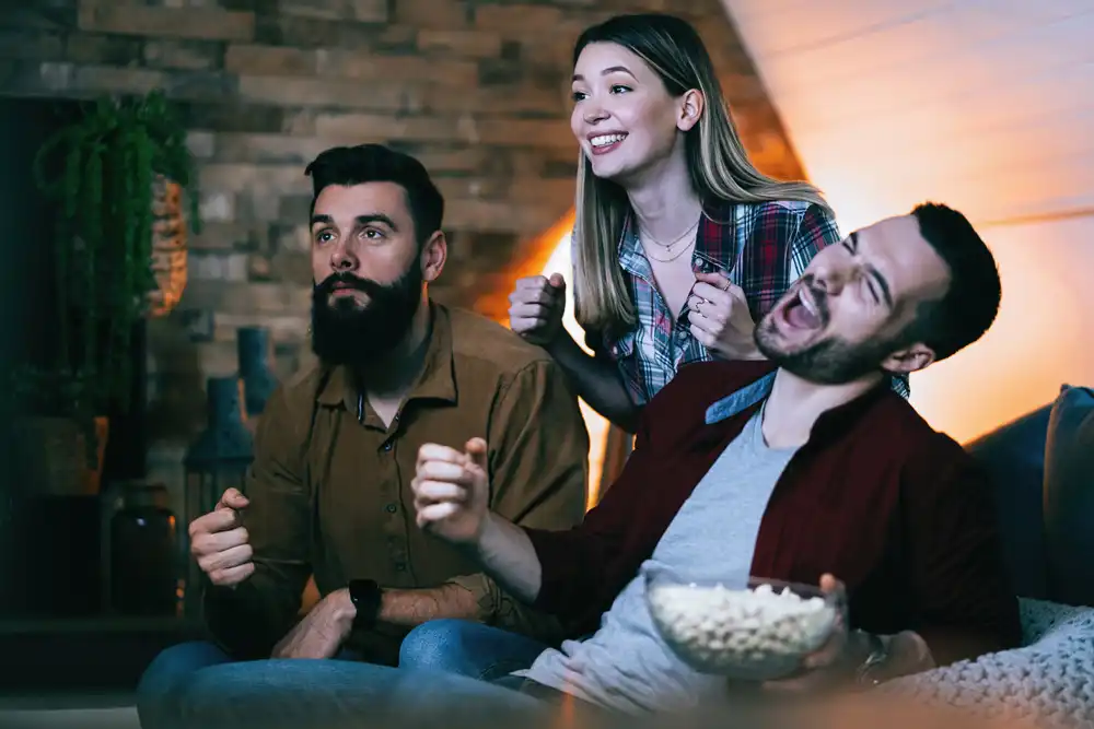 feature family watching smart tv home